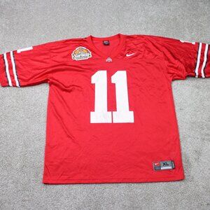 Nike Ohio State Football #11 Jersey Mens XL Red 2007 BCS National Champs Patch